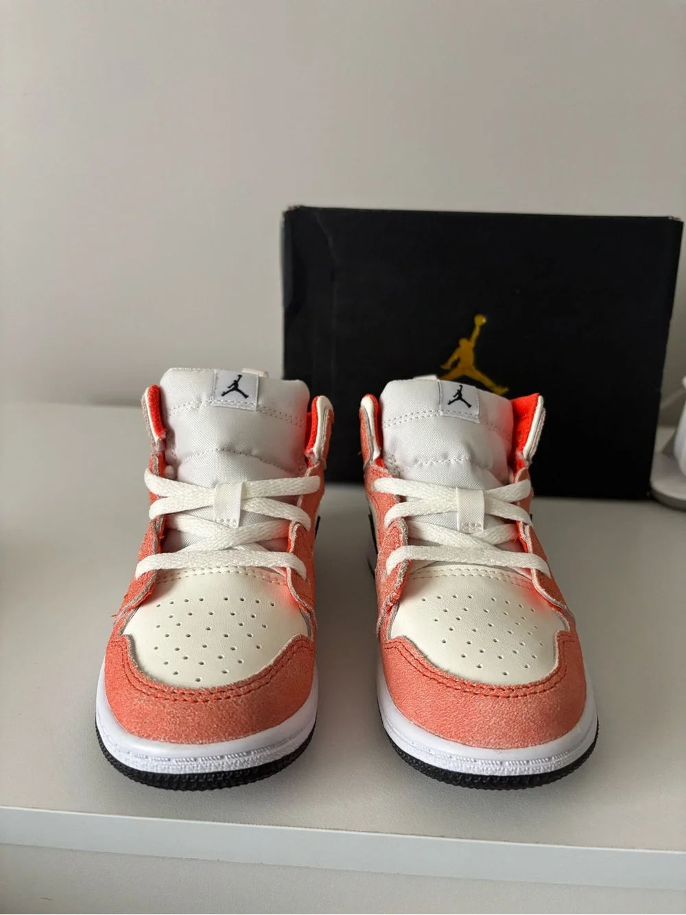Jordan Kids' Mid-Top Sneakers in Coral, White and Black